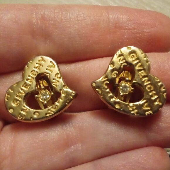 Givenchy Vintage Heart Logo Crystal Clip-on Earrings - Picture 11 of 12